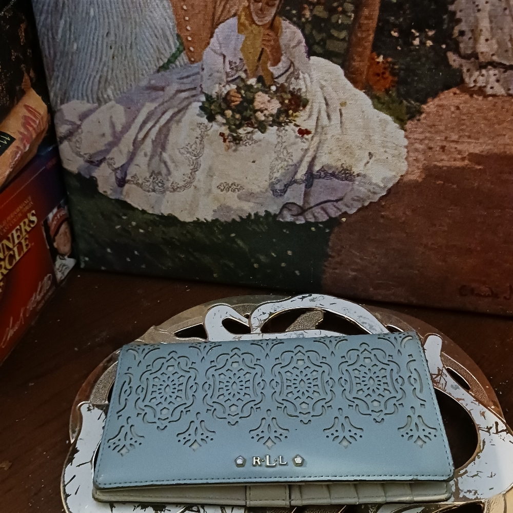 👛👜 Ralph Lauren Iconic Blue&Beige🌼 🌸Vintage Leather Wallet♥️Nice Gift 🎁 💙 - Picture 6 of 16